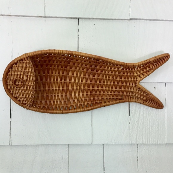 Vintage Other - Vintage Wicker Fish Basket Boho Cottage Wall Decor